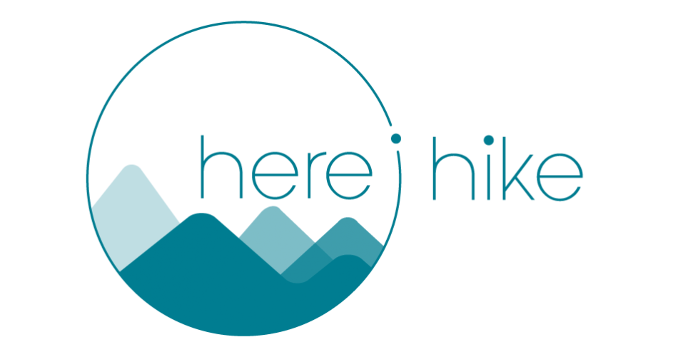 Here I Hike logo cyan